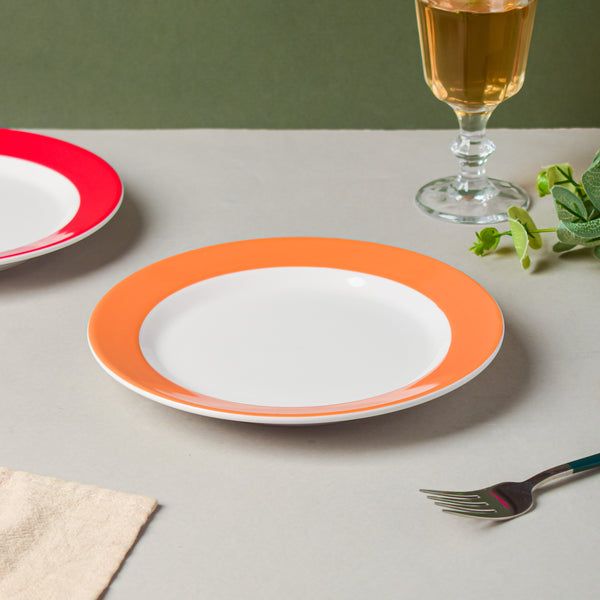 Riona Ceramic Snack Plate White Orange - Serving plate, snack plate, dessert plate | Plates for dining & home decor