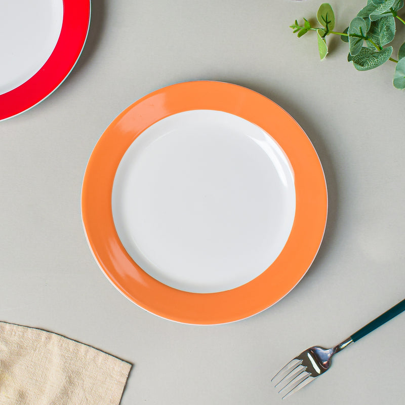 Riona Ceramic Snack Plate White Orange - Serving plate, snack plate, dessert plate | Plates for dining & home decor