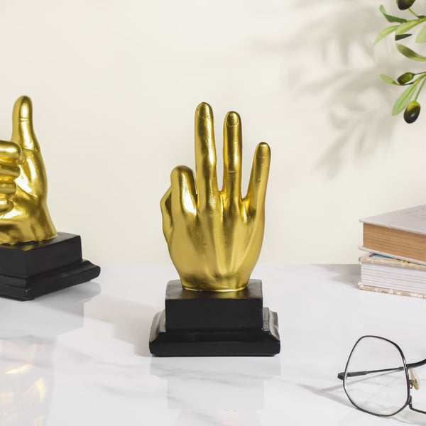Perfect Hand Gesture Decor Showpiece Gold 7 Inch - Showpiece | Home decor item | Room decoration item