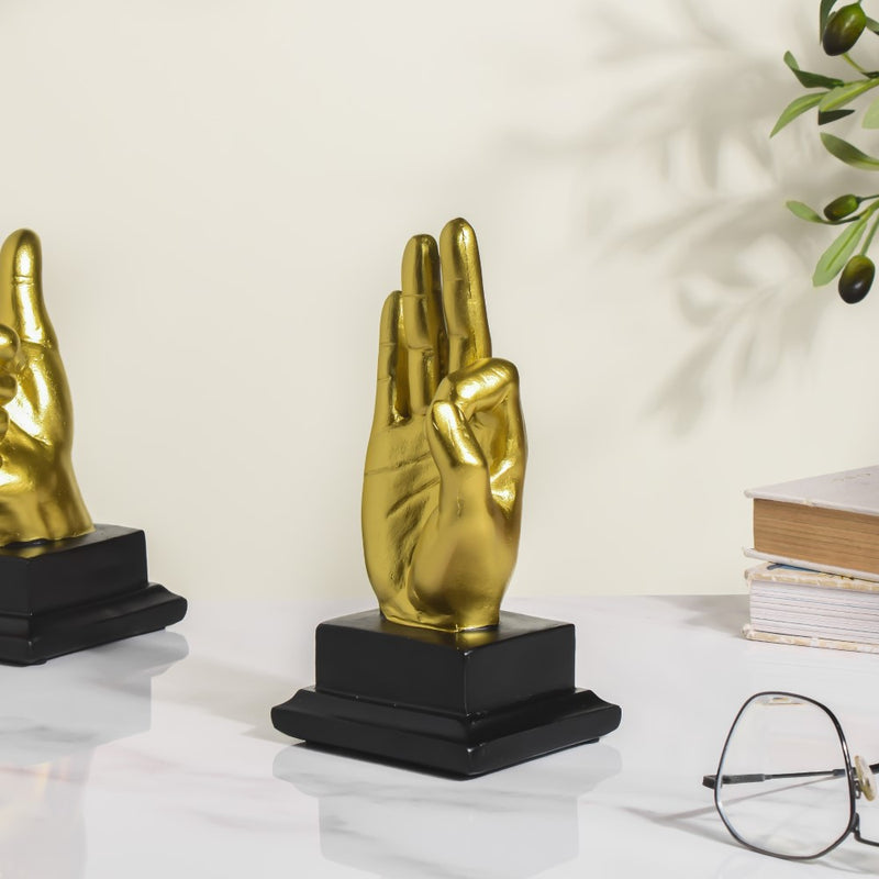 Perfect Hand Gesture Decor Showpiece Gold 7 Inch - Showpiece | Home decor item | Room decoration item