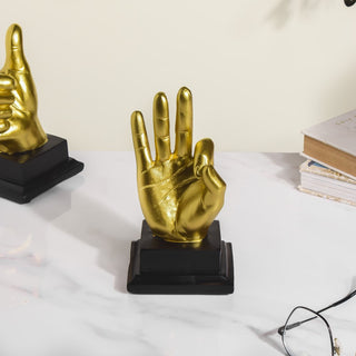 Perfect Hand Gesture Decor Showpiece Gold 7 Inch