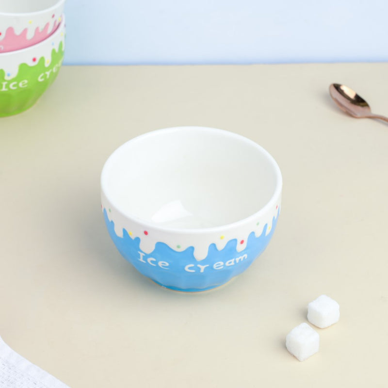 Blue Strawberry Ice Cream Bowl 400 ml - Bowl, soup bowl, ceramic bowl, snack bowls, curry bowl, popcorn bowls | Bowls for dining table & home decor