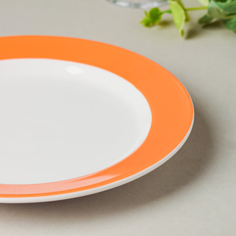 Riona Ceramic Snack Plate White Orange - Serving plate, snack plate, dessert plate | Plates for dining & home decor