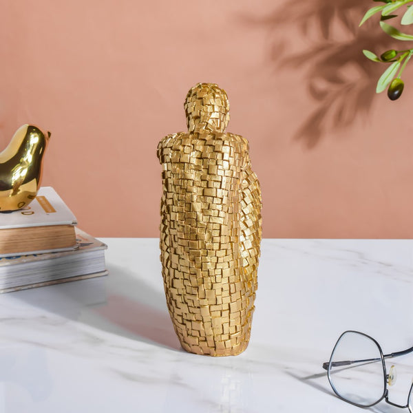 Thinking Man Textured Showpiece Gold 7.5 Inch - Showpiece | Home decor item | Room decoration item