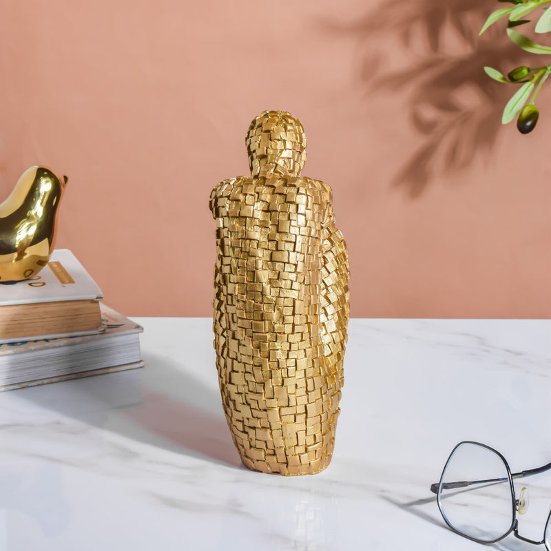 Thinking Man Textured Showpiece Gold 7.5 Inch - Showpiece | Home decor item | Room decoration item