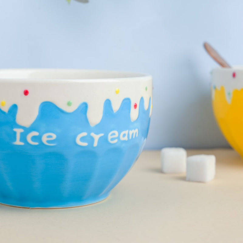 Blue Strawberry Ice Cream Bowl 400 ml - Bowl, soup bowl, ceramic bowl, snack bowls, curry bowl, popcorn bowls | Bowls for dining table & home decor