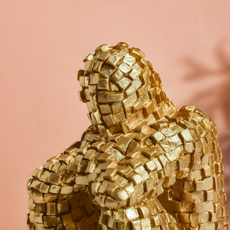 Thinking Man Textured Showpiece Gold 7.5 Inch - Showpiece | Home decor item | Room decoration item