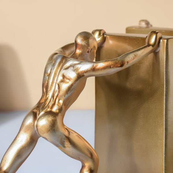 Muscular Men Book Rest Gold 6.5 Inch - Showpiece | Home decor item | Room decoration item