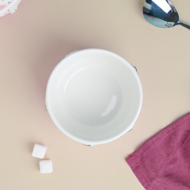 Light Pink Strawberry Side Bowl 400 ml - Bowl,ceramic bowl, snack bowls, curry bowl, popcorn bowls | Bowls for dining table & home decor