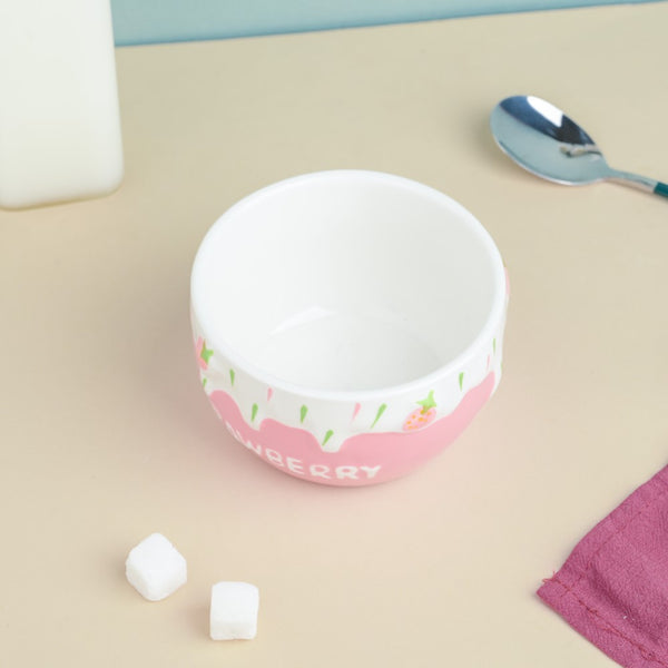 Pink Strawberry Side Bowl 400 ml - Bowl,ceramic bowl, snack bowls, curry bowl, popcorn bowls | Bowls for dining table & home decor