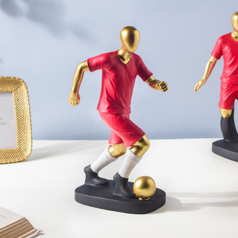Red Jersey Footballer Decor Object 11.5 Inch - Showpiece | Home decor item | Room decoration item