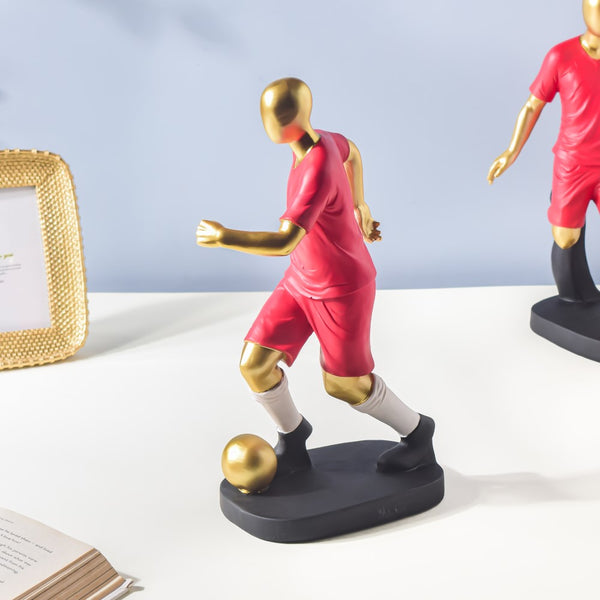Red Jersey Footballer Decor Object 11.5 Inch - Showpiece | Home decor item | Room decoration item