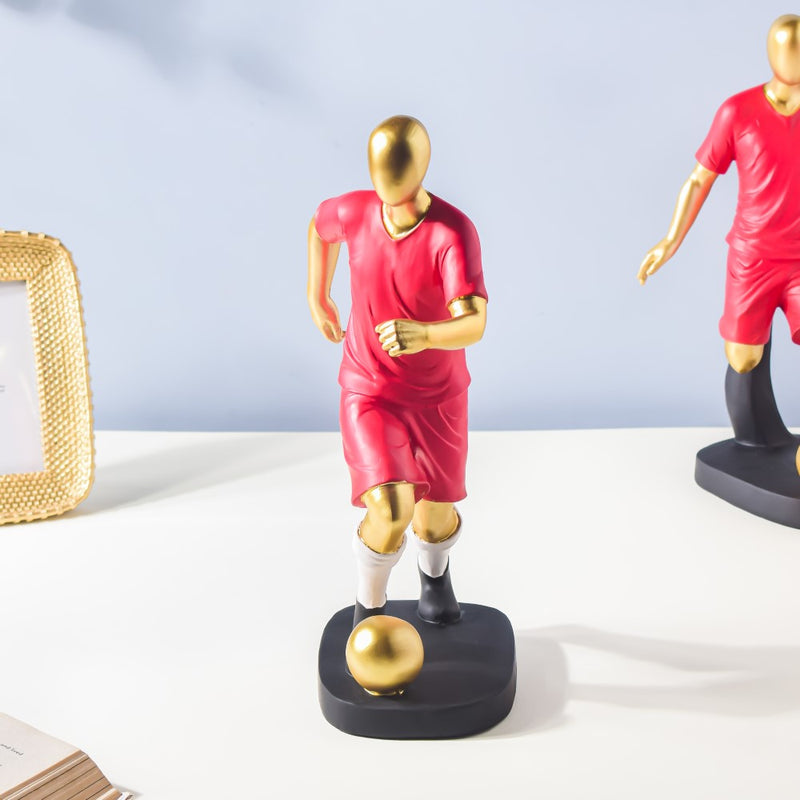 Red Jersey Footballer Decor Object 11.5 Inch - Showpiece | Home decor item | Room decoration item