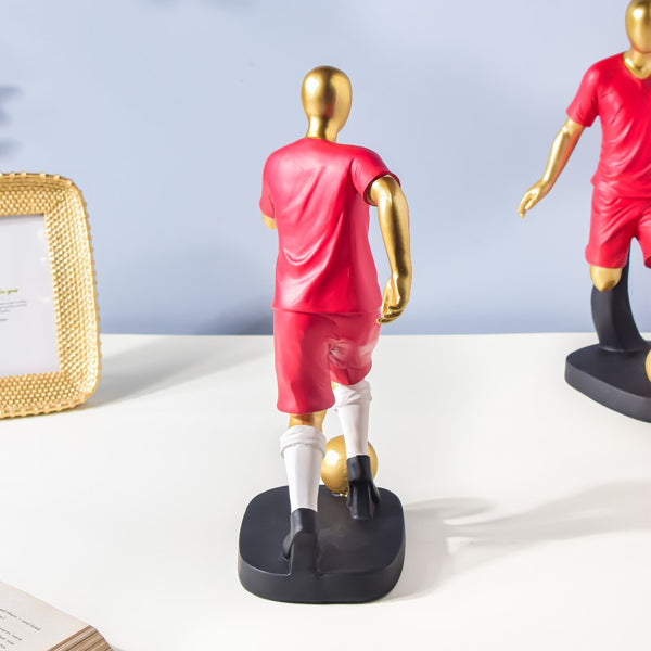 Red Jersey Footballer Decor Object 11.5 Inch - Showpiece | Home decor item | Room decoration item