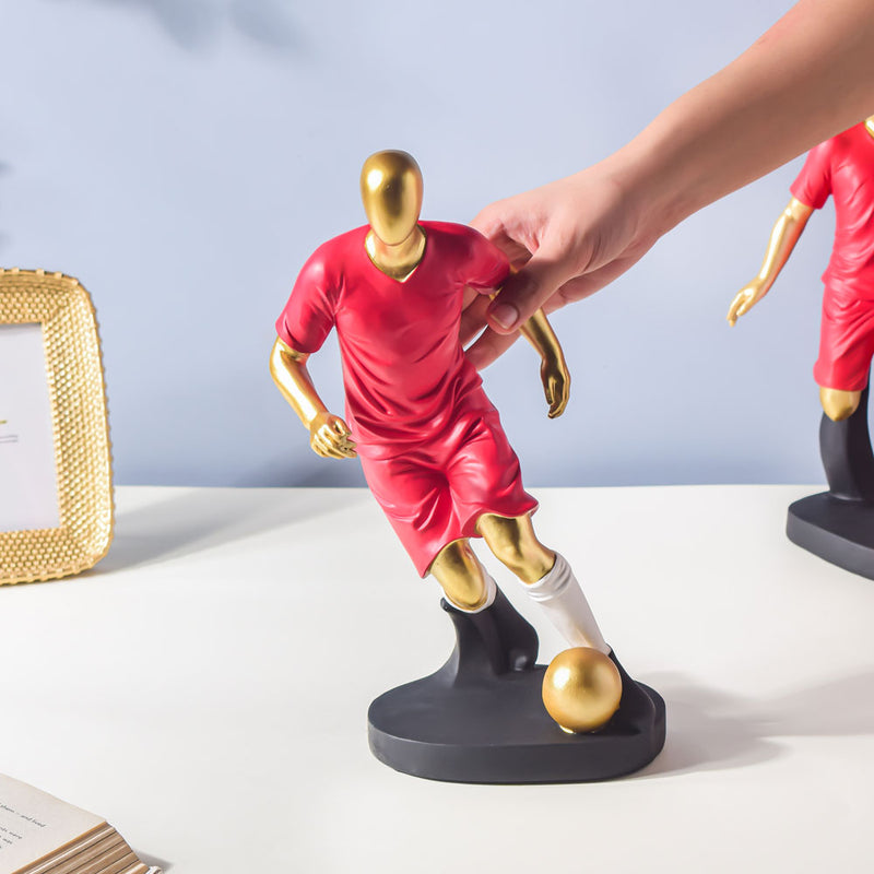 Red Jersey Running Footballer Decor Object 11 Inch - Showpiece | Home decor item | Room decoration item