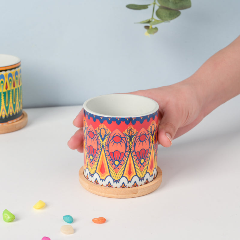 Beaming Red Planter With Coaster - Indoor planters and flower pots | Home decor items