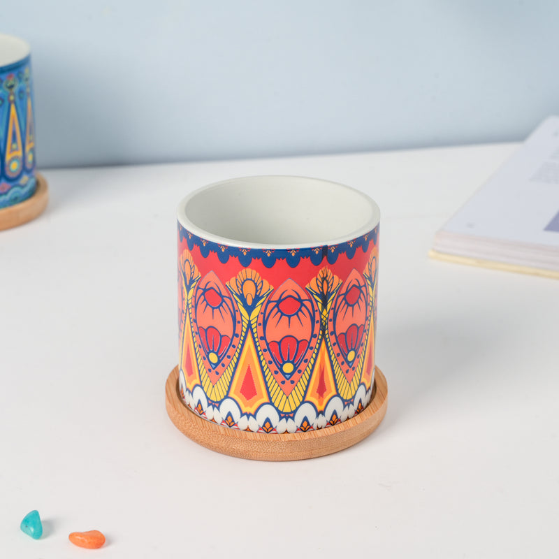 Beaming Red Planter With Coaster - Indoor planters and flower pots | Home decor items