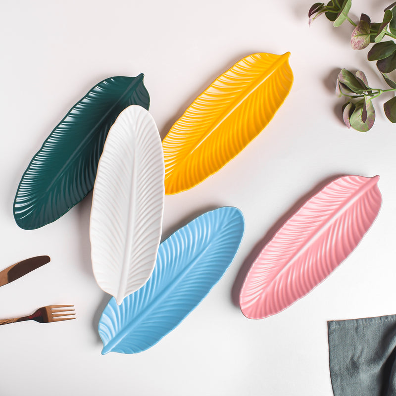 Sunny Side Up Leaf Platter - Ceramic platter, serving platter, fruit platter | Plates for dining table & home decor