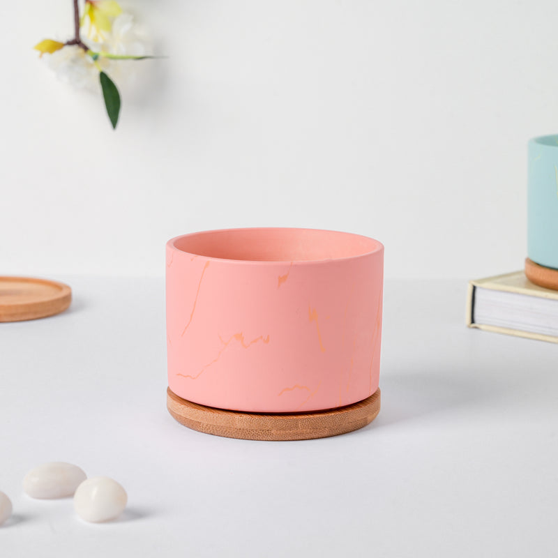 Orchid Pink Ceramic Planter With Coaster - Indoor plant pots and flower pots | Home decoration items