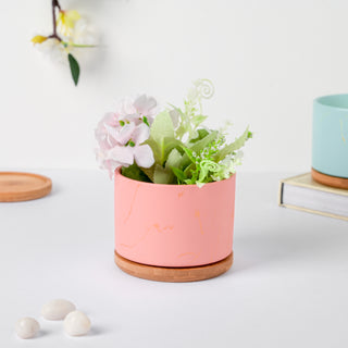 Orchid Pink Ceramic Planter With Coaster