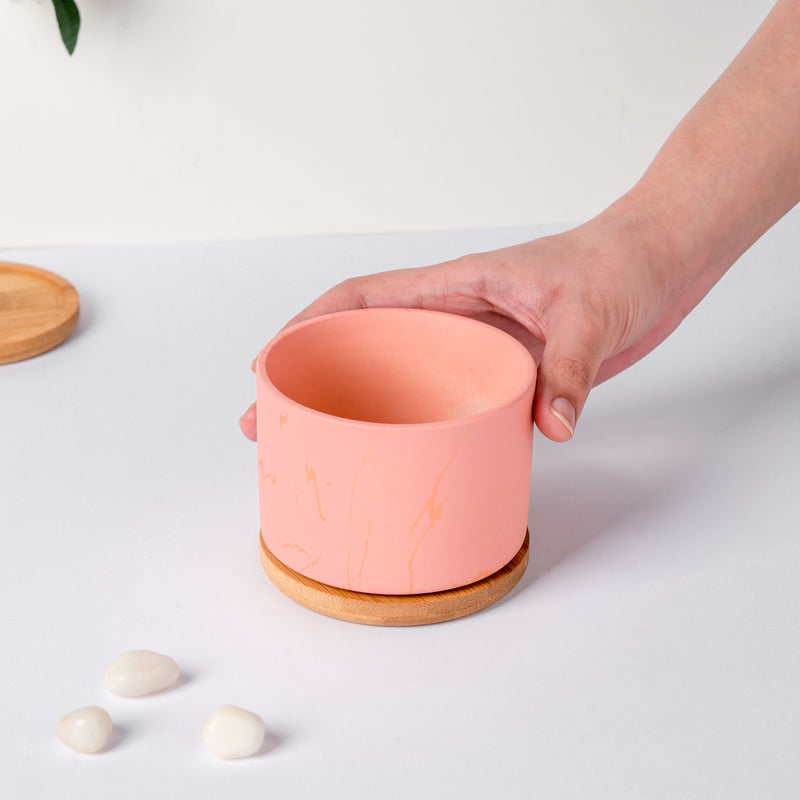 Orchid Pink Ceramic Planter With Coaster - Indoor plant pots and flower pots | Home decoration items
