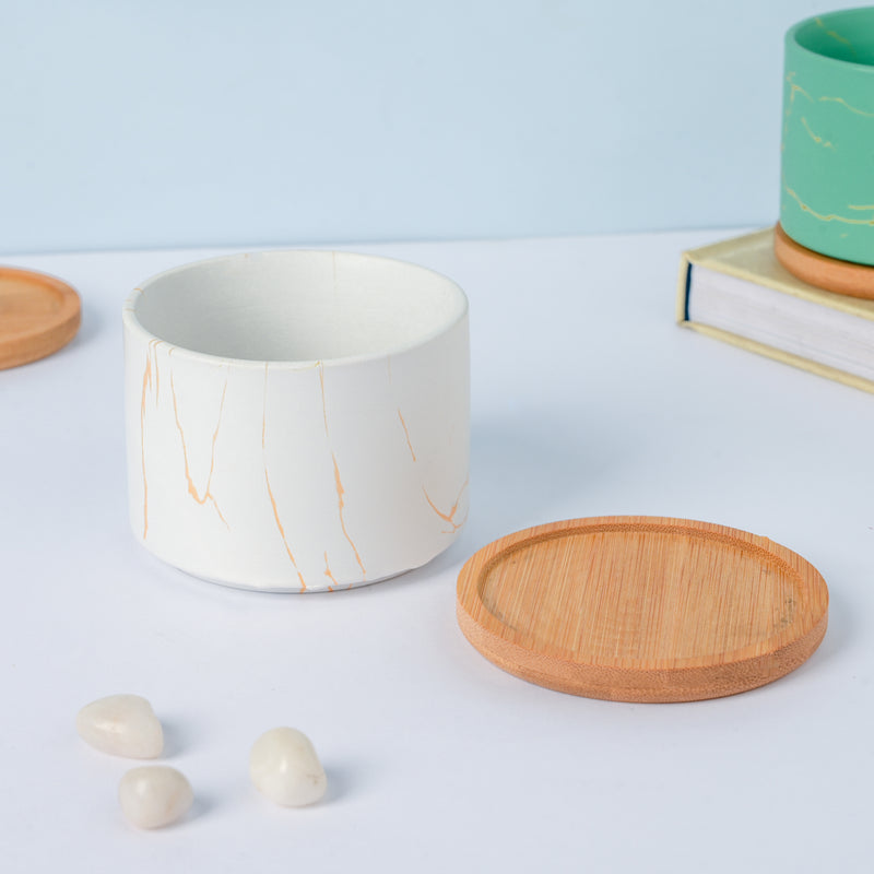 Pure White Ceramic Planter With Coaster - Indoor planters and flower pots | Home decor items