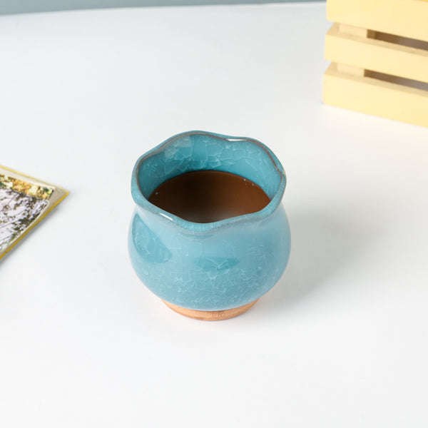 Botanica Blue Ceramic Planter With Coaster