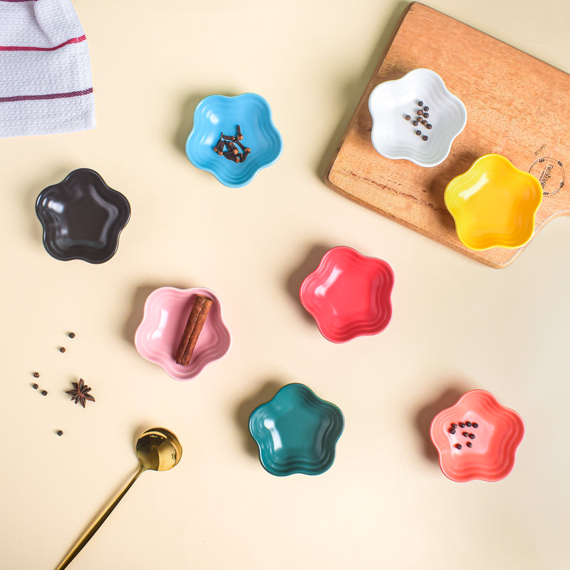 Sunny Side Up Floral Dip Bowl - Bowl, ceramic bowl, dip bowls, chutney bowl, dip bowls ceramic | Bowls for dining table & home decor 