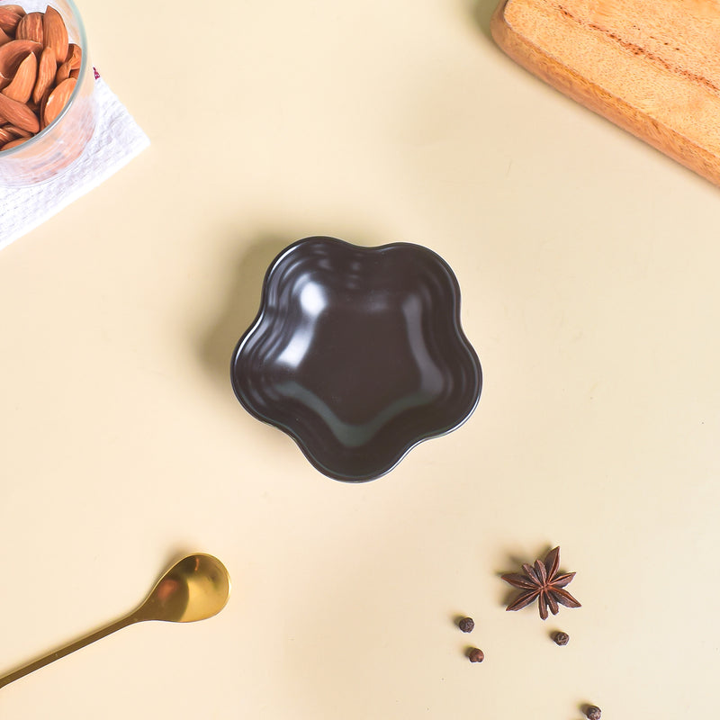 Black Berry Floral Dip Bowl - Bowl, ceramic bowl, dip bowls, chutney bowl, dip bowls ceramic | Bowls for dining table & home decor 