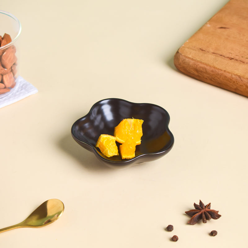 Black Berry Floral Dip Bowl - Bowl, ceramic bowl, dip bowls, chutney bowl, dip bowls ceramic | Bowls for dining table & home decor 