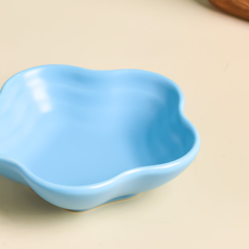 Blue Muffin Floral Dip Bowl - Bowl, ceramic bowl, dip bowls, chutney bowl, dip bowls ceramic | Bowls for dining table & home decor 
