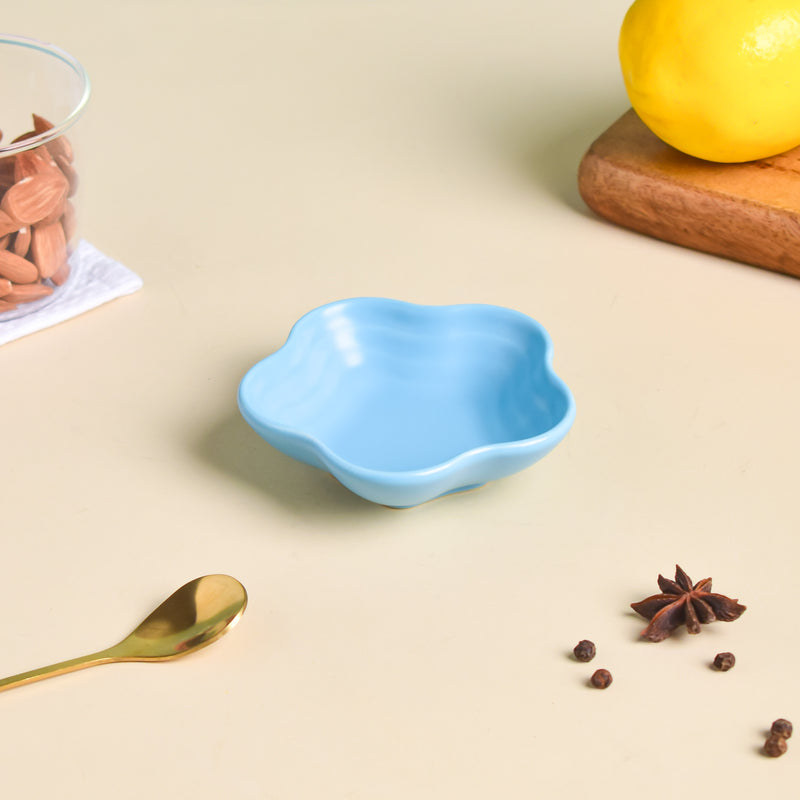 Blue Muffin Floral Dip Bowl - Bowl, ceramic bowl, dip bowls, chutney bowl, dip bowls ceramic | Bowls for dining table & home decor 