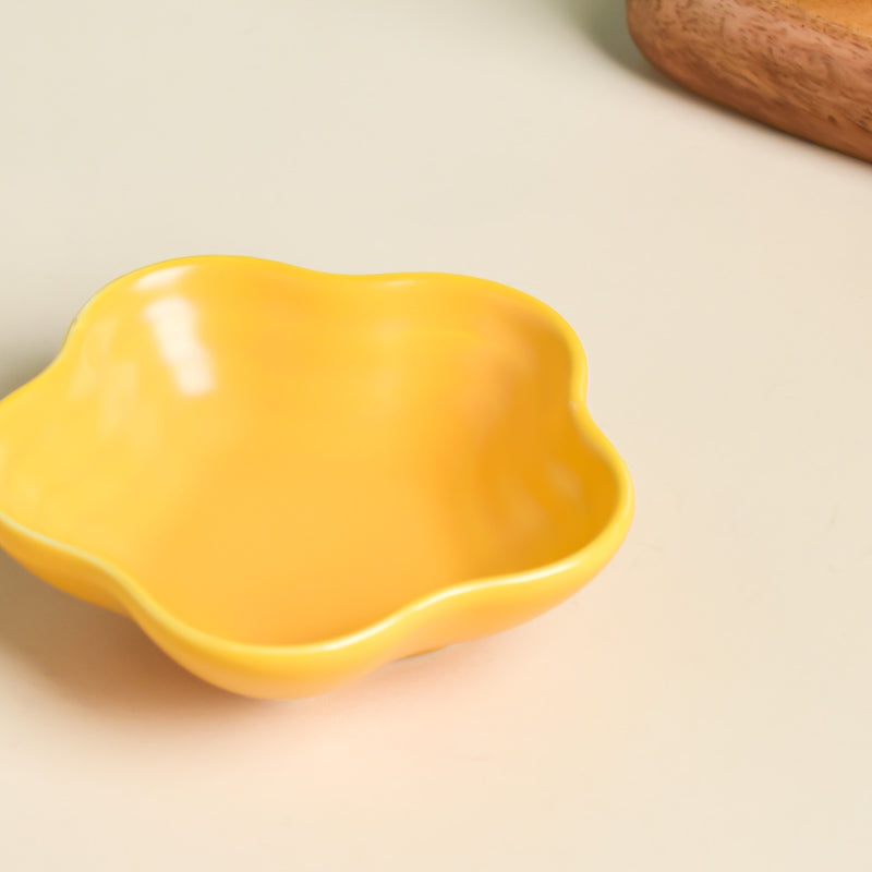 Sunny Side Up Floral Dip Bowl - Bowl, ceramic bowl, dip bowls, chutney bowl, dip bowls ceramic | Bowls for dining table & home decor 