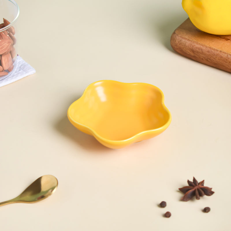 Sunny Side Up Floral Dip Bowl - Bowl, ceramic bowl, dip bowls, chutney bowl, dip bowls ceramic | Bowls for dining table & home decor 