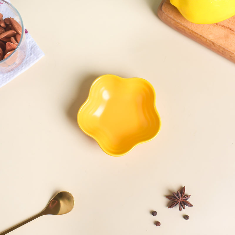 Sunny Side Up Floral Dip Bowl - Bowl, ceramic bowl, dip bowls, chutney bowl, dip bowls ceramic | Bowls for dining table & home decor 