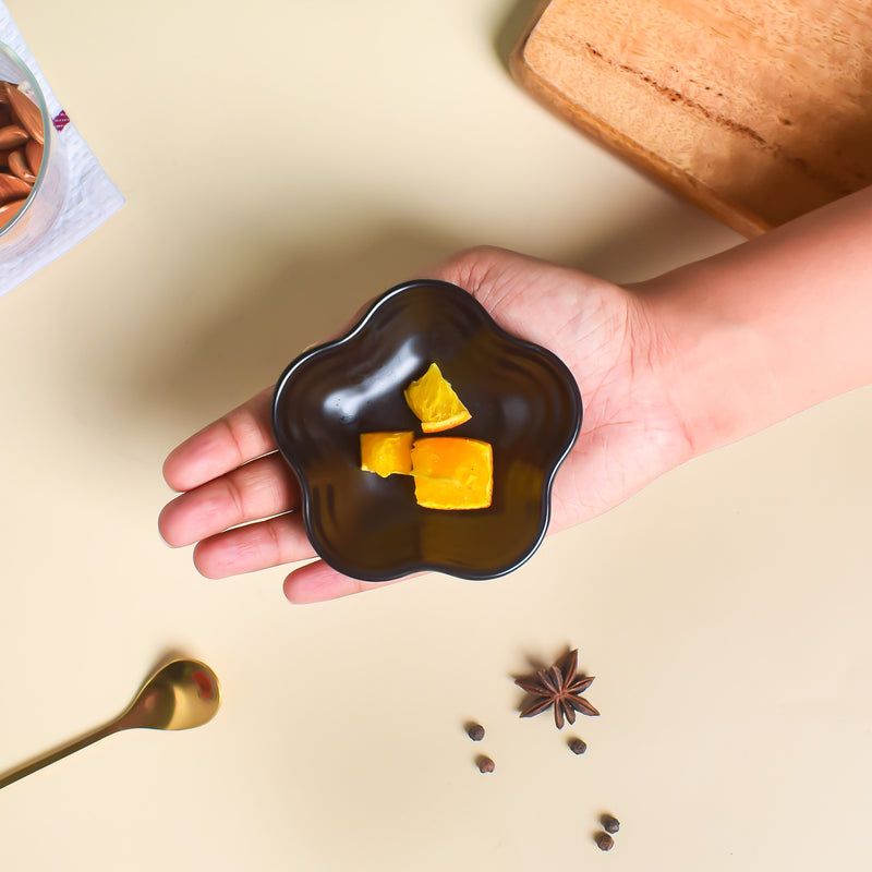 Black Berry Floral Dip Bowl - Bowl, ceramic bowl, dip bowls, chutney bowl, dip bowls ceramic | Bowls for dining table & home decor 