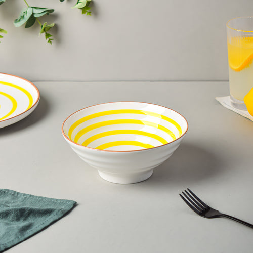 Yellow Illusion Ramen Bowl 550 ml - Soup bowl, ceramic bowl, ramen bowl, serving bowls, salad bowls, noodle bowl | Bowls for dining table & home decor