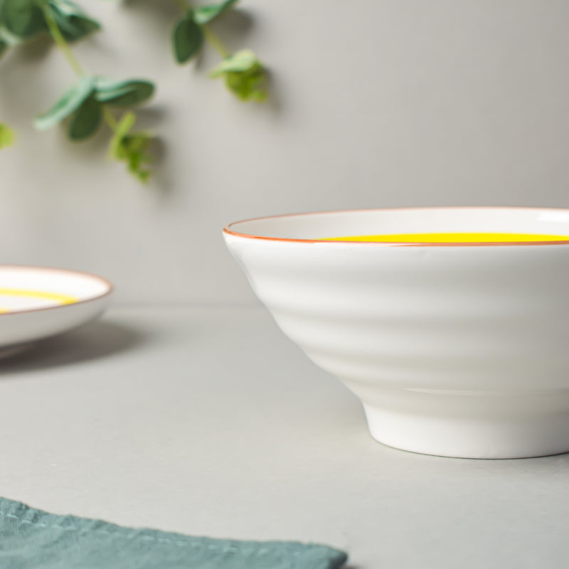 Spiral Yellow 22 Piece Dinner Set For 6
