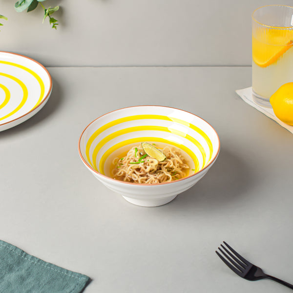 Yellow Illusion Ramen Bowl 550 ml - Soup bowl, ceramic bowl, ramen bowl, serving bowls, salad bowls, noodle bowl | Bowls for dining table & home decor