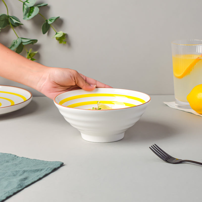 Yellow Illusion Ramen Bowl 550 ml - Soup bowl, ceramic bowl, ramen bowl, serving bowls, salad bowls, noodle bowl | Bowls for dining table & home decor