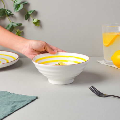 Yellow Illusion Ramen Bowl 550 ml - Soup bowl, ceramic bowl, ramen bowl, serving bowls, salad bowls, noodle bowl | Bowls for dining table & home decor