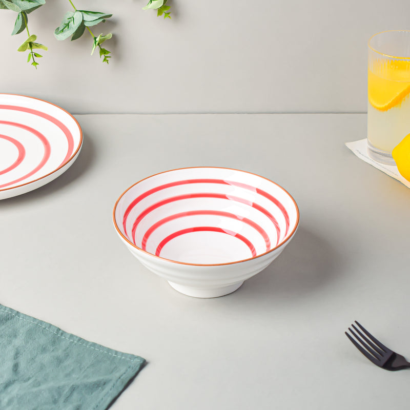 Spiral Red 22 Piece Dinner Set For 6