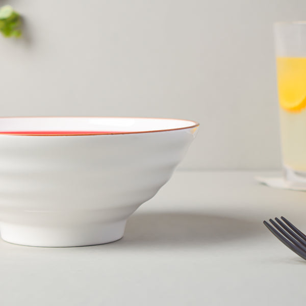 Red Illusion Ramen Bowl 550 ml - Soup bowl, ceramic bowl, ramen bowl, serving bowls, salad bowls, noodle bowl | Bowls for dining table & home decor