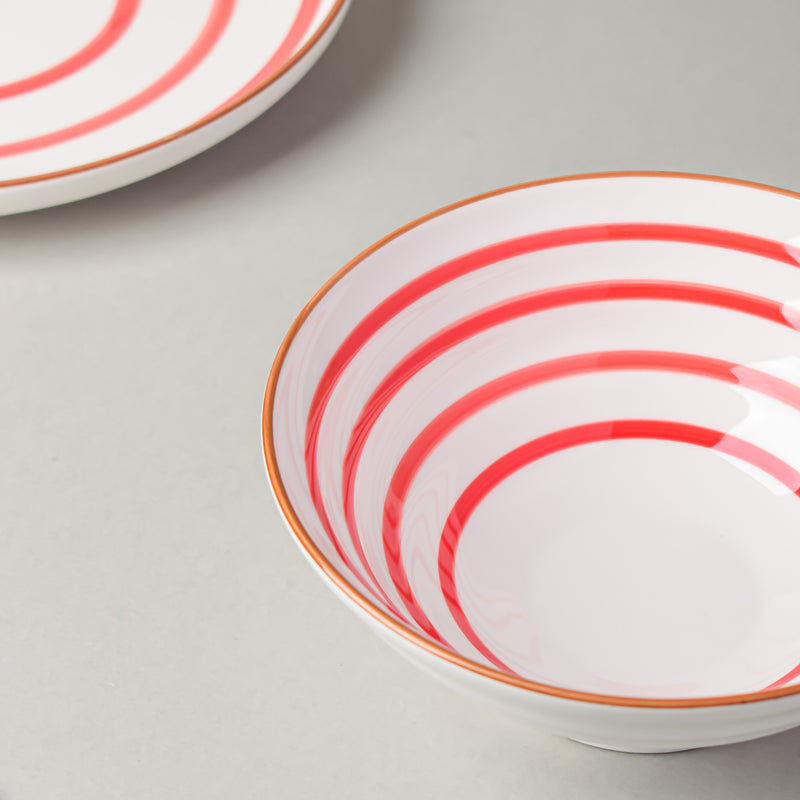 Spiral Red 22 Piece Dinner Set For 6