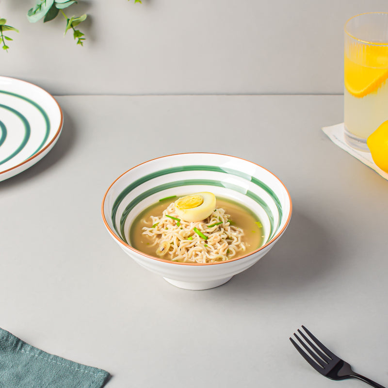 Green Illusion Ramen Bowl 550 ml - Soup bowl, ceramic bowl, ramen bowl, serving bowls, salad bowls, noodle bowl | Bowls for dining table & home decor