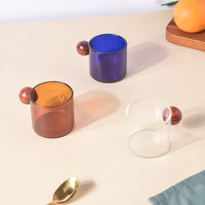 Glass Mug Amber With Knob Handle Small- Tea cup, coffee cup, cup for tea | Cups and Mugs for Office Table & Home Decoration