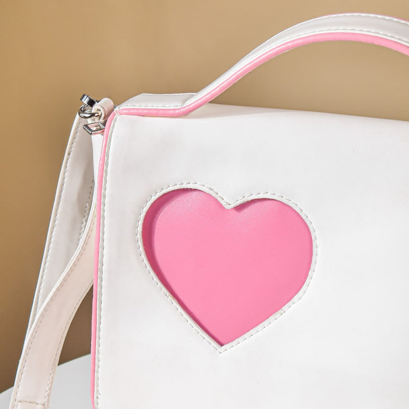 Heart Sling Bag White And Pink