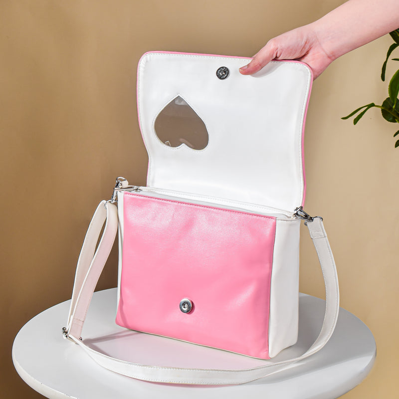 Heart Sling Bag White And Pink