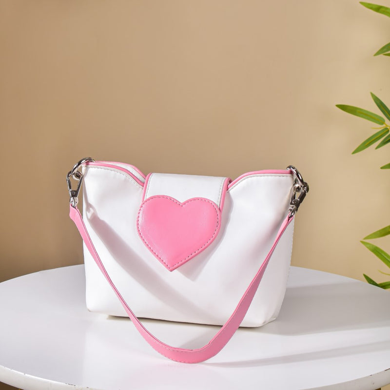 Heart Mini Handbag White And Pink