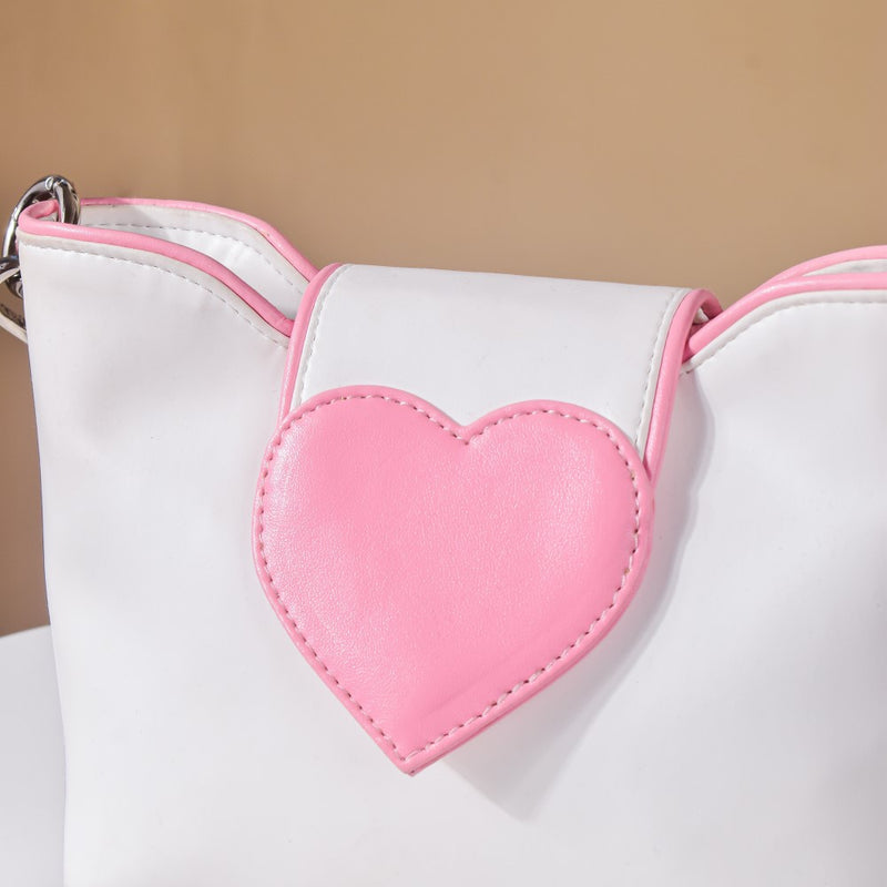Heart Mini Handbag White And Pink